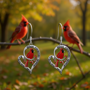 E4052 Pendientes colgantes de corazón chapados en oro blanco con diseño de cardenal para mujer, joyería romántica de regalo cristiano - Product Image 2