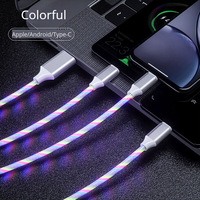 Cable de Carga Magnético 3 en 1 con Luz LED Fluida para Computadora