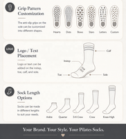 Chaussettes de yoga antidérapantes personnalisables en coton respirant, longueur genou, avec grip, pour Pilates et sport, en jacquard tricoté sur mesure