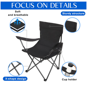 경량 옥스포드 패브릭 접이식 의자 야외 다이닝 호텔 학교 거실 체육관 공원 사용 휴대용-튼튼한 캠핑 의자 - Product Image 3
