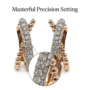 Boucles d'oreilles créoles entrelacées en diamant naturel et or rose 18 carats pour femme – Élégance raffinée - Product Image 2