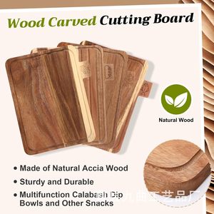 Juego de Tablas de Cortar de Madera Maciza de Acacia con Soporte, Rectangular, Multifuncional, para Cocina - Product Image 2