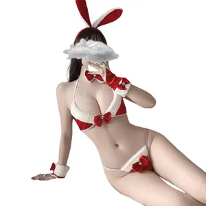 Sexy Rabbit Girl Erotic Lingerie Bikini Three Point Lacing Underwear Cute Plush Rabbit Cosplay Erotic Anime