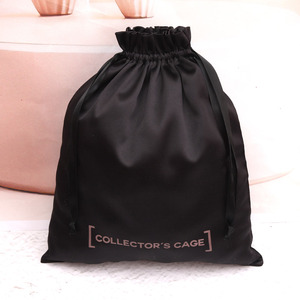 Custom Logo Printing Luxury Soft Blue Satin Fabric Drawstring Shoe Lingerie Storage Pouch Silk Satin Hair <b>Extension</b> Dust Bag - Product Image 5