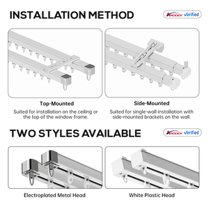 Rail de <span class=keywords><strong>rideau</strong></span> <span class=keywords><strong>double</strong></span> en métal industriel ARODDY, 29-73 pouces, extensible, montage au <span class=keywords><strong>plafond</strong></span> pour fonctionnement manuel - Product Image 4
