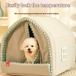 Kleines Ganzjahres-Hunde- und Katzenhaus Umweltfreundlich Winterwärme Einfarbiges Muster Geschlossenes Haustierbett Kartonverpackt - Product Image 4