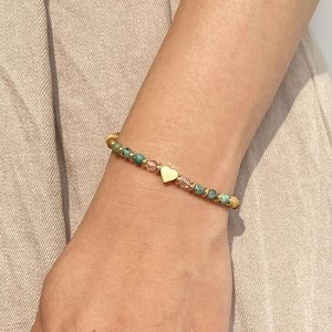 Pulsera de Piedras Naturales Bohemia con Cuentas de Cristal Ajustables y Corazón de Acero Inoxidable, Regalo de Cumpleaños y Navidad - Product Image 2