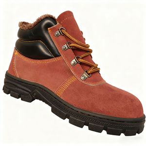 รองเท้าเซฟตี้บุรุษ หัวเหล็ก ป้องกันการกระแทก ป้องกันการเจาะทะลุ บุผ้าฝ้ายสีน้ำตาล แบบหุ้มข้อสูง - Product Image 4