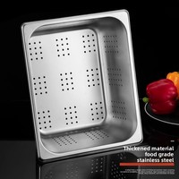 Desain Modern Ramah Lingkungan yang Dapat Disesuaikan, Loyang GN Persegi Panjang Stainless Steel 201 Berlubang, untuk Penyajian Makanan di Dapur Komersial