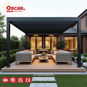 Panel de Techo para Pérgola de Aluminio 4X6, Montado en Pared, <span class=keywords><strong>con</strong></span> Tres Lados de Vidrio, Cerrado, <span class=keywords><strong>con</strong></span> Sombra para Patio Trasero, Jardín - Product Image 1