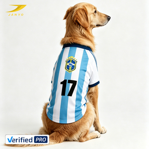JANYO Fabricante de Camisetas de Fútbol Personalizadas para Perros, Impresión de la Insignia de la Selección Nacional de <span class=keywords><strong>Brasil</strong></span>, Uniforme de Fútbol Transpirable para Mascotas con Número Personalizado - Product Image 1