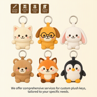 Porte-clés en peluche personnalisés, boîte mystère OEM ODM, 6 styles d'animaux, série de porte-clés en peluche mignons, vente en gros, cadeau