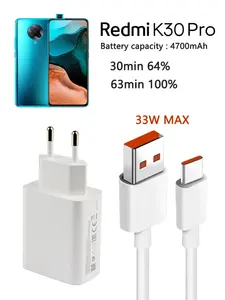 Turbo Fast <span class=keywords><strong>33W</strong></span> Type C <span class=keywords><strong>Chargeur</strong></span> 6A Câble QC3.0 Compatible pour Xiaomi <span class=keywords><strong>Redmi</strong></span> <span class=keywords><strong>Note</strong></span> 9/<span class=keywords><strong>10</strong></span>/10S/10X/11/11S/11T/K30/K40/K30S Pro Max Téléphone - Product Image 5