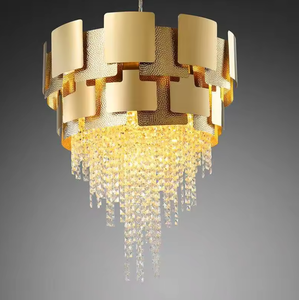 Luxury Pendant Lamp Artistic Living Room Hotel Lobby Lustre Gold K9 <b>Crystal</b> Raindrop <b>Chandelier</b> - Product Image 6