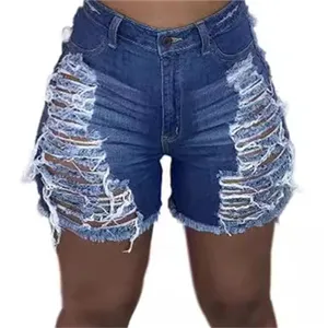 Großhandel neue Lieferung Sommer 2024 Mode Damen kurze Jeans modisch sexy hohe Taille beschädigte Denim-Shorts für Damen