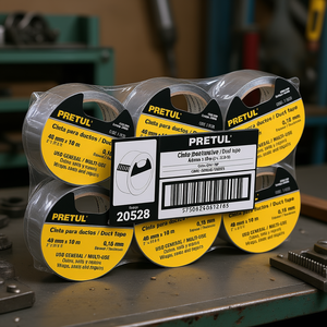 Cinta Adhesiva Industrial Premium de 48 mm x 10 m con Respaldo de Tela, Adhesivo de Goma, Pretul CDU-10P, de una Sola Cara, Sensible a la Presión, de Polietileno - Product Image 2