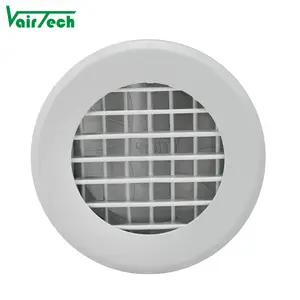 Hvac pemasok AC ventilasi udara bulat, Aluminium dapat disesuaikan defleksi kisi udara ganda dengan peredam