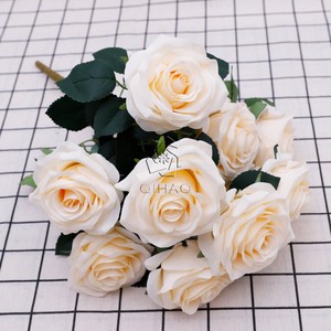 QIHAO 10 teste artificiali <span class=keywords><strong>rosa</strong></span> fiore di seta profumo economico <span class=keywords><strong>rosa</strong></span> decorazione di cerimonia nuziale forniture di fiori - Product Image 6