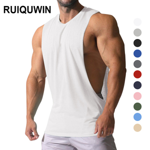 RUIQUWIN Venta al por mayor Nuevo chaleco deportivo de <span class=keywords><strong>verano</strong></span> para <span class=keywords><strong>hombre</strong></span>, talla grande, con aberturas laterales altas, sin mangas, para correr, camiseta sin mangas para gimnasio y fitness - Product Image 1