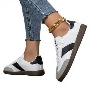 Zapatillas Deportivas Planas Casuales y Cómodas para Mujer, Zapatillas Bajas con Bloques de Color a la Moda, Cierre con Cordones, Antideslizantes para Skateboard - Product Image 3