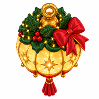 Boule de Noël gonflable avec pompon, boule décorative lumineuse à suspendre pour la terrasse extérieure, la cour, les fêtes et les décorations de vacances