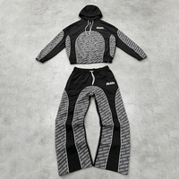 Ensemble de survêtement pour homme en polyester léger et imperméable avec logo personnalisé, impression numérique, veste à capuche zippée et pantalon de survêtement à jambes larges