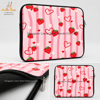 Sarung Laptop Neoprena Lucu Custom Pabrik dengan Pola Stroberi, Cetak OEM, Tas Laptop untuk Sekolah dan Kegunaan Sehari-hari