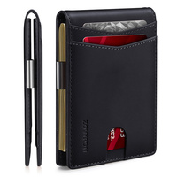 Pince à billets de poche avant de haute qualité avec portefeuille en cuir synthétique microfibre à fenêtre d'identification pour homme