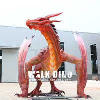 Dragon ailé rouge animatronique mécanisé géant à induction infrarouge à vendre Dragon occidental personnalisé