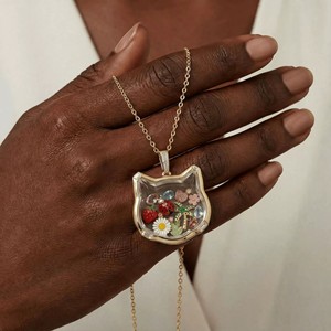 Collier pendentif en verre renard ouvrable, design européen et américain, chaîne de clavicule mignonne, bijou de cou tendance DIY pour fête, voyage, cadeau - Product Image 2