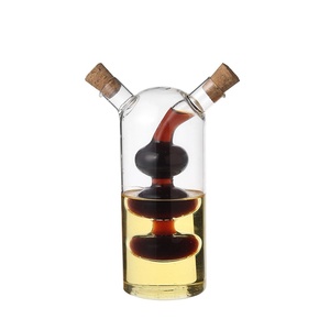 2 Bottiglie Dispenser Per Olio E Aceto In Vetro Con Doppio Beccuccio - Design Elegante Con Tappo In Sughero
