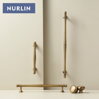 Poignées de tirage rétro en laiton massif bronze antique Nurlin pour portes et tiroirs de meubles CH034