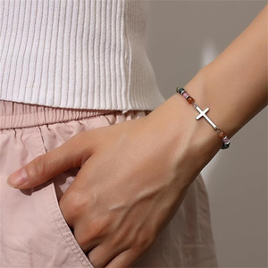 Pour les croisements transfrontaliers les plus vendus à la mode 4mm perlé plaqué or en acier inoxydable fermoir mousqueton réglable Bracelet pour femme - Product Image 3