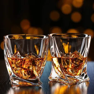 Custom Design 150ml-500ml Unbreakable Heavy Base Affordable Whisky Tequila Borosilicate Rock Whiskey Glass Cup For Gift