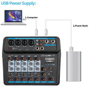 Biner U6 Mezclador de audio multifuncional profesional Consola Grabación de computadora Mezclador de audio USB de 6 canales en vivo - Product Image 4