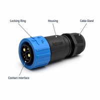 Connecteur circulaire étanche IP67 M23 à verrouillage par poussée pour signal et alimentation, cordon moulé coudé à 90 degrés, fiche mâle pour applications solaires hors réseau et AGV