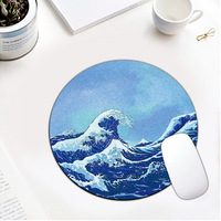 Tapis de souris rond en caoutchouc Lulin Anime avec base antidérapante et bord cousu 220x220mm pour PC/ordinateur portable