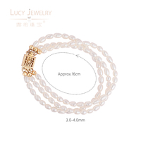 Bracelet en perles d'eau douce naturelles en gros, bracelet multi-couches en or jaune, bijou pour mariage, fiançailles, anniversaire, cadeau
