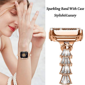 Bijoux de luxe diamant coquille Design Bracelets de montre Bande pour <span class=keywords><strong>Apple</strong></span> <span class=keywords><strong>Watch</strong></span> 8 7 6 5 4 Femmes <span class=keywords><strong>Bracelet</strong></span> en acier inoxydable pour iWatch - Product Image 2