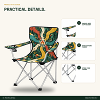 Chaise pliante portable robuste avec accoudoirs, porte-gobelet et motif logo personnalisé pour les rassemblements en plein air