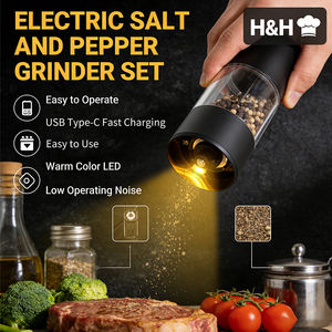 Juego de Molinillos de <span class=keywords><strong>Sal</strong></span> y Pimienta Automáticos Recargables por USB con Grosor de Molienda Ajustable para Uso Diario - Product Image 3