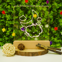 Rectangle lune motif acrylique blanc chaud Conversion de la lumière cadeau USB 3D LED cadeau lampes affichage de noël pour la décoration et cadeau H