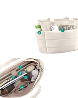 Sac fourre-tout pour femmes, sac fourre-tout gonflé avec fermeture éclair, grand sac à bandoulière matelassé avec compartiments pour les voyages, le travail, la salle de sport