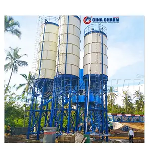 HZS75 Concrete Mixing Plant Wet Mix Ready Mix Stationary Concrete Batching Plant With Skip Hopper For Sale