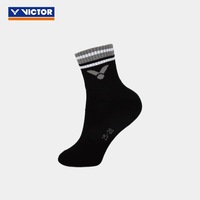 VICTOR SK1021 3 paires de chaussettes athlétiques mi-mollet à semelle en tissu éponge, lot de 3, noir, blanc, gris, 73,4 % coton, 25-28 cm