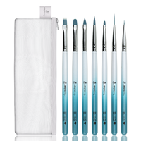 Fournitures pour ongles multifonctionnelles, 7 pinceaux à ongles en acrylique, ensemble de pinceaux à ongles avec manche en acrylique dégradé violet et blanc pour salon de manucure
