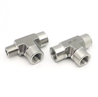 WAKAMASTU OEM Raccord en T carré fileté en acier inoxydable forgé 3/8\" NPT femelle x 3/8\" NPT x 3/8\" NPT pour air, propane, GPL, gaz naturel