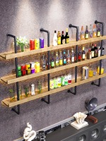 Porte-bouteilles de vin de style industriel de luxe avec éclairage lumineux, en fer forgé, rangement de comptoir pour restaurants, montage mural
