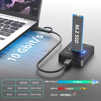 Enclosure SSD M.2, Chip RTL9210C Protokol Ganda NVMe & SATA Pembaca SSD M.2, Casing SSD M2 Eksternal USB 3.2 Gen2 Tipe-C, 10Gbps