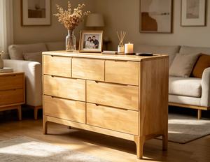 Modern Solid Wood <b>6</b>-<b>Drawer</b> Living Room Cabinet Scandinavian Style Storage Furniture for Home Use - Product Image 3